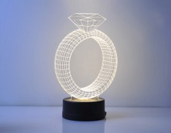 3D Gece Lamba Kaidesi - Siyah - Led Rengi - Beyaz - Thumbnail