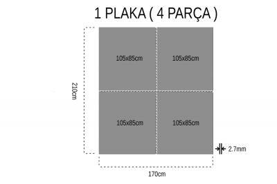 Gediz Tek Yüz Boyalı 2.7mm Mdf - 105x85cm (4 Parça) - 2