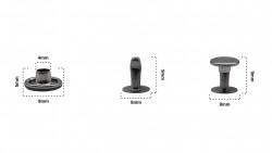 Rivet Siyah Nikel Renk Çap: 9mm - Thumbnail