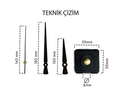Saat Mekanizması - Metal Siyah Akrep Yelkovan  (10 Adet) - 2